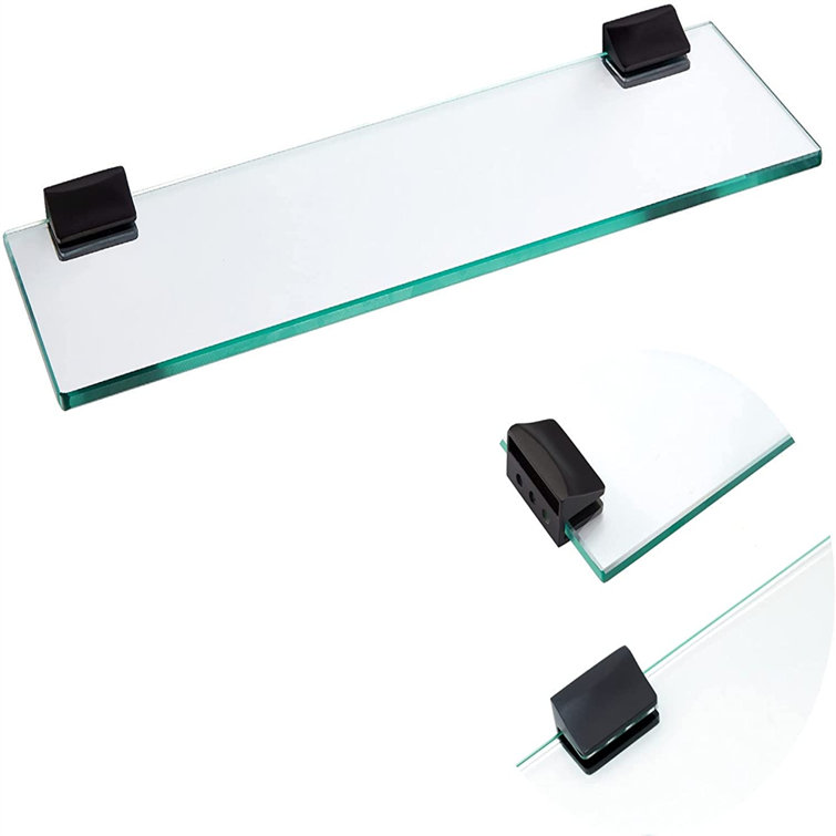 Glass Bathroom Shelf with Black Brackets Semis Online